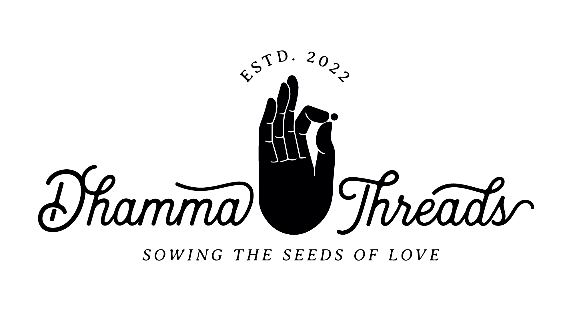 Dhamma Threads logo showing a hand in a mudra